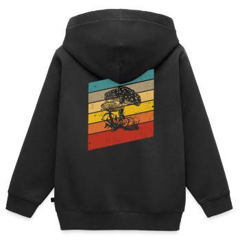Champignons Champignons Crapaud Crapaud Cadeau Rétro - Sweat Premium à capuche zippé enfant bio - noir - Dos - AI Model Kid Male (0cm)