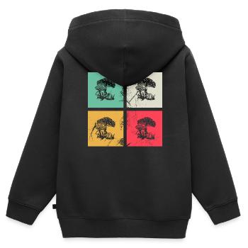Champignons Champignons Crapaud Crapaud Cadeau Rétro - Sweat Premium à capuche zippé enfant bio - noir - Dos - AI Model Kid Male (0cm)