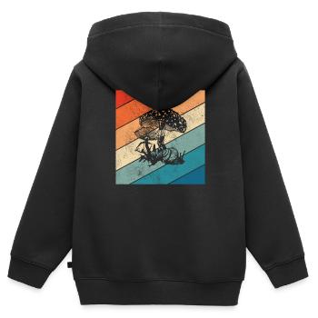 Champignons Champignons Crapaud Crapaud Cadeau Rétro - Sweat Premium à capuche zippé enfant bio - noir - Dos - AI Model Kid Male (0cm)