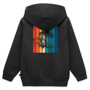 Champignons Champignons Crapaud Crapaud Cadeau Rétro - Sweat Premium à capuche zippé enfant bio - noir - Dos - AI Model Kid Male (0cm)