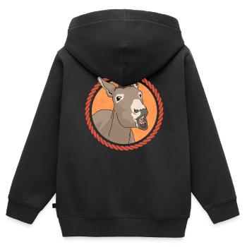 Propriétaire d’âne âne, Amoureux de l’âne, Cadeau d’âne - Sweat Premium à capuche zippé enfant bio - noir - Dos - AI Model Kid Male (0cm)