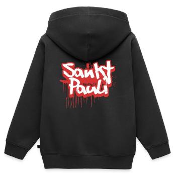 St Pauli Graffiti Spray Souvenir Hambourg St. Pauli - Sweat Premium à capuche zippé enfant bio - noir - Dos - AI Model Kid Male (0cm)