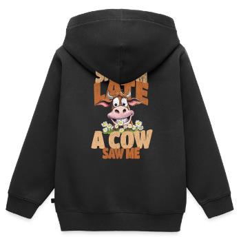 vache vaches agriculteur agriculture agriculteur - Sweat Premium à capuche zippé enfant bio - noir - Dos - AI Model Kid Male (0cm)