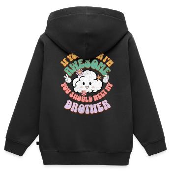 Geschwister Bruder - Kinder Premium Organic Zip Hoodie - Schwarz - Hinten - AI Model Kid Male (0cm)