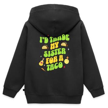 Taco - Sweat Premium à capuche zippé enfant bio - noir - Dos - AI Model Kid Male (0cm)