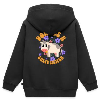 Vache Vaches - Sweat Premium à capuche zippé enfant bio - noir - Dos - AI Model Kid Male (0cm)