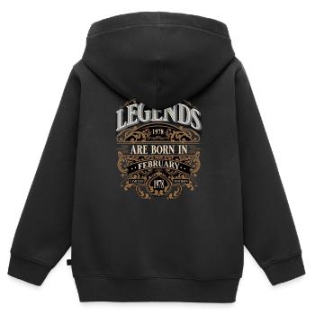 1978 Février Naissance Anniversaire Année de naissance - Sweat Premium à capuche zippé enfant bio - noir - Dos - AI Model Kid Male (0cm)
