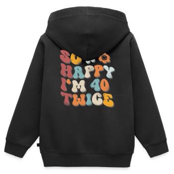 80e anniversaire dicton drôle - Sweat Premium à capuche zippé enfant bio - noir - Dos - AI Model Kid Male (0cm)