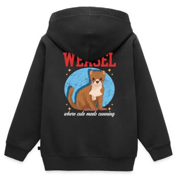 Souris Belette Belette Hermännchen Cadeau - Sweat Premium à capuche zippé enfant bio - noir - Dos - AI Model Kid Male (0cm)