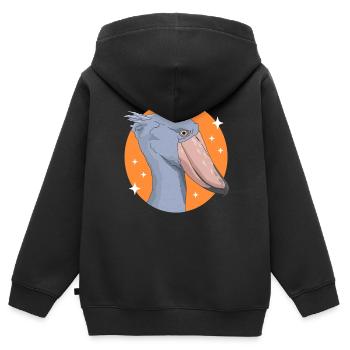 Shoebill oiseau Abu Markub bec-en-sabot cadeau - Sweat Premium à capuche zippé enfant bio - noir - Dos - AI Model Kid Male (0cm)