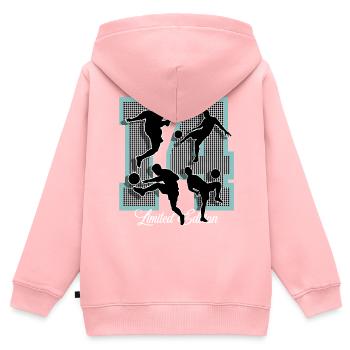 14. Geburtstag Fußball - Kinder Premium Organic Zip Hoodie - Rosa - Hinten - AI Model Kid Female (0cm)
