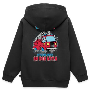 Kita Anfänger Feuerwehr Jungen Geschenkidee - Kinder Premium Organic Zip Hoodie - Schwarz - Hinten - AI Model Kid Male (0cm)