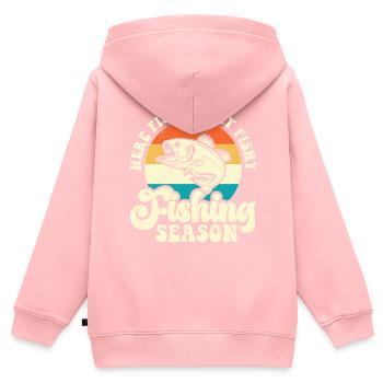 Pêcheurs à la ligne - Sweat Premium à capuche zippé enfant bio - rose - Dos - AI Model Kid Female (0cm)