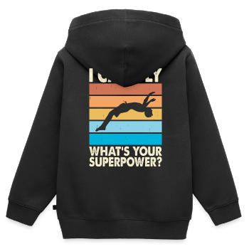 Nager - Sweat Premium à capuche zippé enfant bio - noir - Dos - AI Model Kid Male (0cm)