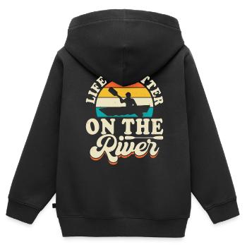 Kajak Kajakfahrer Kajaker - Kinder Premium Organic Zip Hoodie - Schwarz - Hinten - AI Model Kid Male (0cm)