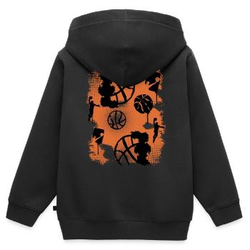 Basketball Basketballer - Kinder Premium Organic Zip Hoodie - Schwarz - Hinten - AI Model Kid Male (0cm)