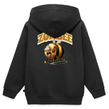 Abeille zombie Zombee - Sweat Premium à capuche zippé enfant bio - noir - Dos - AI Model Kid Male (0cm)