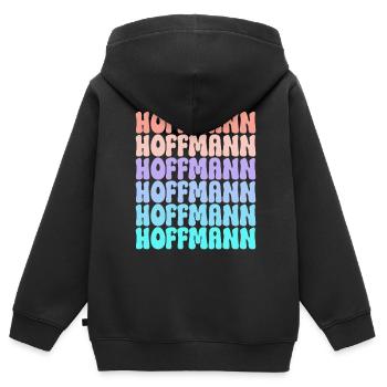 Hoffmann Retro Surname Gift Idea - Kids Premium Organic Zip-up Hoodie - black - Back - AI Model Kid Male (0cm)