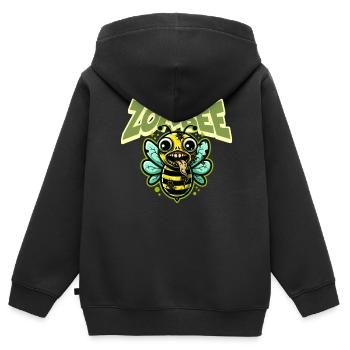 Abeille zombie Zombee - Sweat Premium à capuche zippé enfant bio - noir - Dos - AI Model Kid Male (0cm)