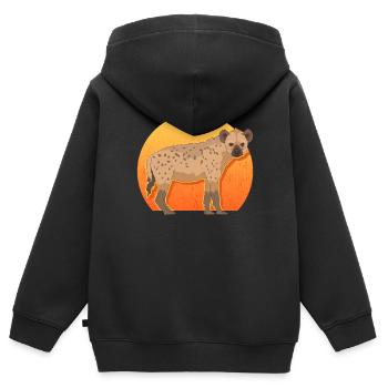 Hyène Hyène Cadeau Hyène Tachetée - Sweat Premium à capuche zippé enfant bio - noir - Dos - AI Model Kid Male (0cm)