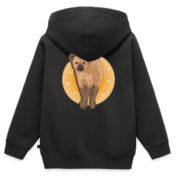 Hyène tachetée Hyène Cadeau Hyène - Sweat Premium à capuche zippé enfant bio - noir - Dos - AI Model Kid Male (0cm)
