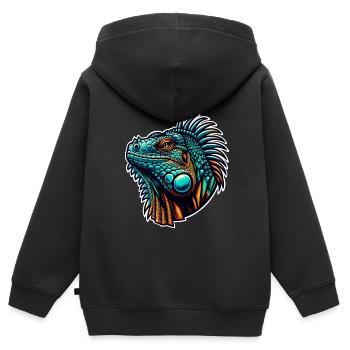 Leguan - Kinder Premium Organic Zip Hoodie - Schwarz - Hinten - AI Model Kid Male (0cm)