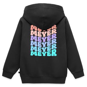Meyer Retro Family Surname Gift - Kids Premium Organic Zip-up Hoodie - black - Back - AI Model Kid Male (0cm)