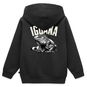 Leguan - Kinder Premium Organic Zip Hoodie - Schwarz - Hinten - AI Model Kid Male (0cm)