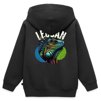 Leguan - Kinder Premium Organic Zip Hoodie - Schwarz - Hinten - AI Model Kid Male (0cm)