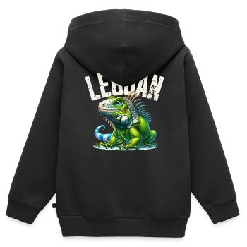 Leguan - Kinder Premium Organic Zip Hoodie - Schwarz - Hinten - AI Model Kid Male (0cm)