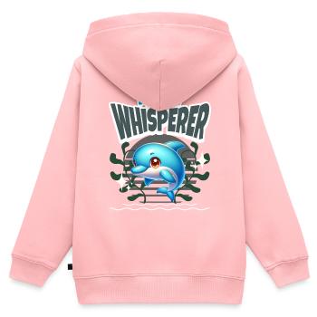 Delfin - Kinder Premium Organic Zip Hoodie - Rosa - Hinten - AI Model Kid Female (0cm)