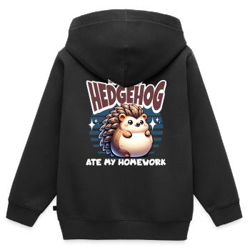 Igel Hausaufgaben Schule - Kinder Premium Organic Zip Hoodie - Schwarz - Hinten - AI Model Kid Male (0cm)