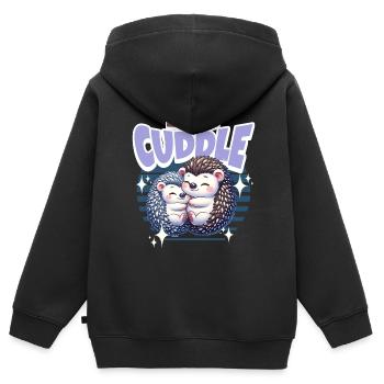 Hedgehog Lets Cuddle - Kids Premium Organic Zip-up Hoodie - black - Back - AI Model Kid Male (0cm)