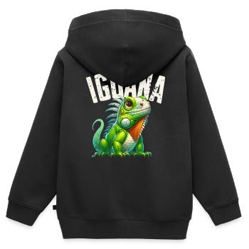 Leguan - Kinder Premium Organic Zip Hoodie - Schwarz - Hinten - AI Model Kid Male (0cm)