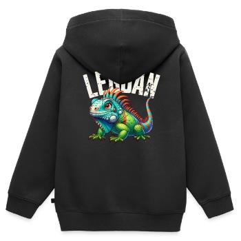 Leguan - Kinder Premium Organic Zip Hoodie - Schwarz - Hinten - AI Model Kid Male (0cm)