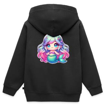 Meerjungfrau - Kinder Premium Organic Zip Hoodie - Schwarz - Hinten - AI Model Kid Male (0cm)