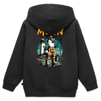 MOIN - Kinder Premium Organic Zip Hoodie - Schwarz - Hinten - AI Model Kid Male (0cm)