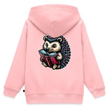 Livres de lecture de hérissons - Sweat Premium à capuche zippé enfant bio - rose - Dos - AI Model Kid Female (0cm)