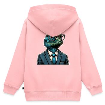 Echsperte Eidechse - Kinder Premium Organic Zip Hoodie - Rosa - Hinten - AI Model Kid Female (0cm)