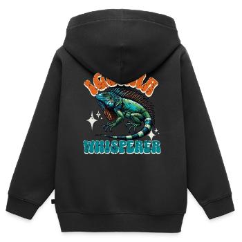 Leguan - Kinder Premium Organic Zip Hoodie - Schwarz - Hinten - AI Model Kid Male (0cm)