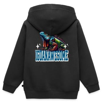 Leguan - Kinder Premium Organic Zip Hoodie - Schwarz - Hinten - AI Model Kid Male (0cm)