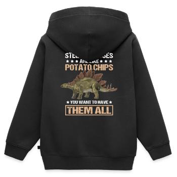 Cadeau de dinosaure Stegosaurus Dinos - Sweat Premium à capuche zippé enfant bio - noir - Dos - AI Model Kid Male (0cm)