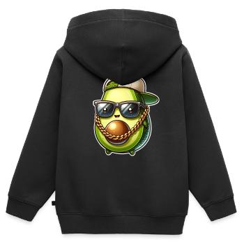 Avocado Gangster - Kinder Premium Organic Zip Hoodie - Schwarz - Hinten - AI Model Kid Male (0cm)