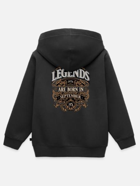 1976 September Geboren Geburtstag Geburtsjahr - Hoodie Premium med dragkedja barn ekologisk - svart