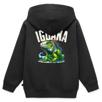 Leguan - Kinder Premium Organic Zip Hoodie - Schwarz - Hinten - AI Model Kid Male (0cm)