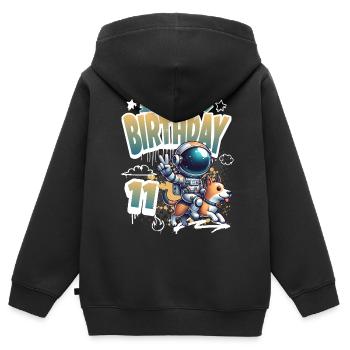 Astronaute 11e anniversaire Chien de l'espace drôle - Sweat Premium à capuche zippé enfant bio - noir - Dos - AI Model Kid Male (0cm)