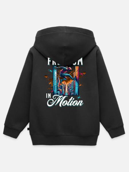 Parkour - Sweat Premium à capuche zippé enfant bio - noir