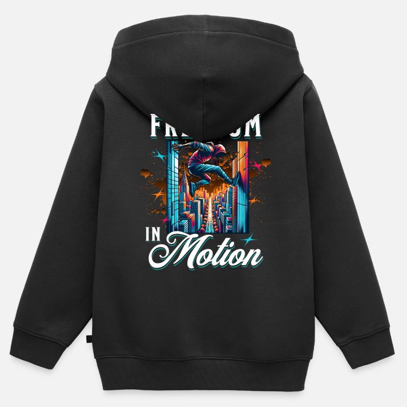 Parkour - Sweat Premium à capuche zippé enfant bio - noir