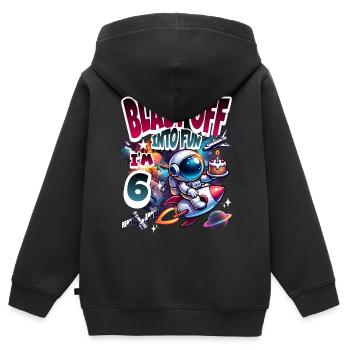 Astronaut 6. Geburtstag Weltall - Kinder Premium Organic Zip Hoodie - Schwarz - Hinten - AI Model Kid Male (0cm)