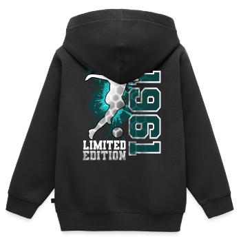 1961 Geburtsjahr Geburtstag Fußball - Kinder Premium Organic Zip Hoodie - Schwarz - Hinten - AI Model Kid Male (0cm)